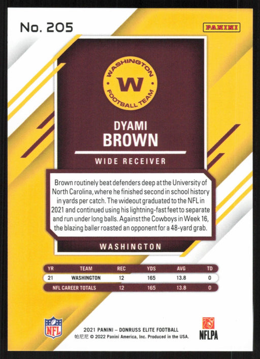 Dyami Brown 2021 Panini Chronicles Elite # 205 RC Red 014/399 Washington Football Team - Collectible Craze America