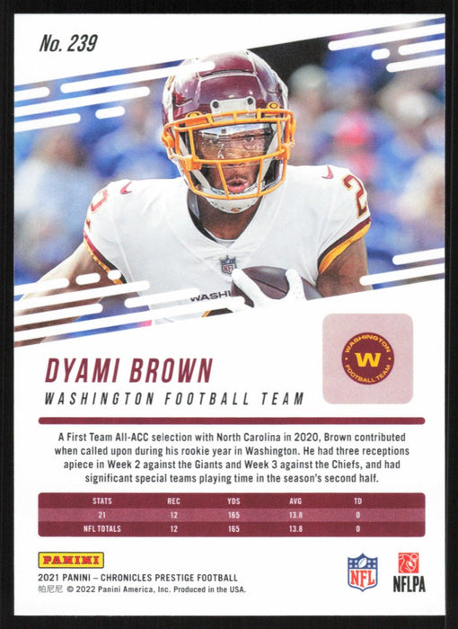 Dyami Brown 2021 Panini Chronicles Prestige # 239 RC Washington Football Team - Collectible Craze America