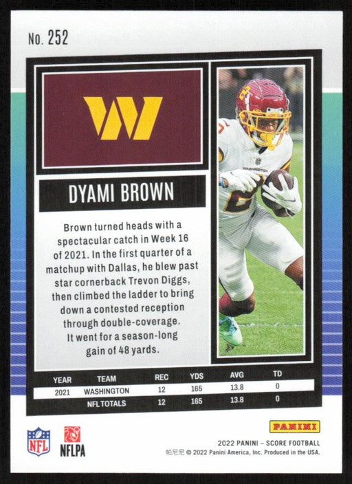 Dyami Brown 2022 Panini Score Football # 252 Red Washington Commanders - Collectible Craze America