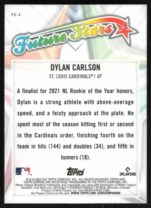Dylan Carlson 2022 Topps Chrome # FS-4 Future Stars St. Louis Cardinals - Collectible Craze America