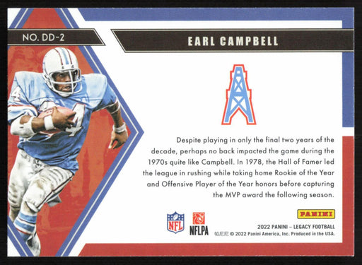 Earl Campbell 2022 Panini Legacy Decade of Dominance # DD-2 Houston Oilers - Collectible Craze America