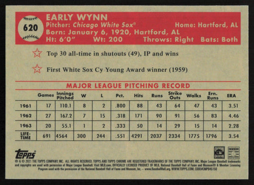 Early Wynn 2021 Topps Chrome Platinum Anniversary # 620 Chicago White Sox - Collectible Craze America