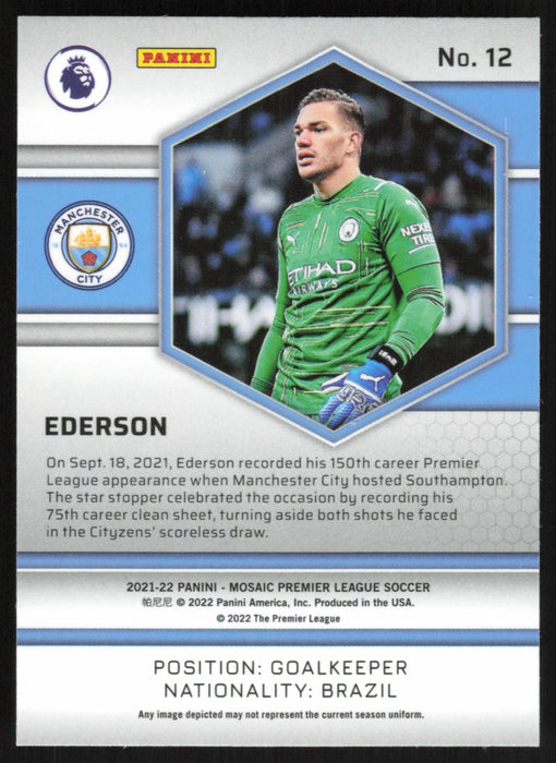 Ederson 2021 Panini Mosaic Premier League # 12 Manchester City Base - Collectible Craze America