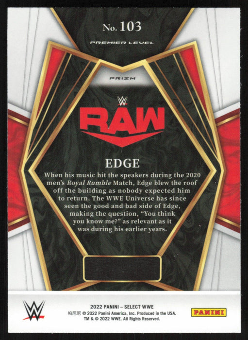 Edge 2022 Panini Select WWE # 103 Premier Level Tri-Color Prizm Raw - Collectible Craze America