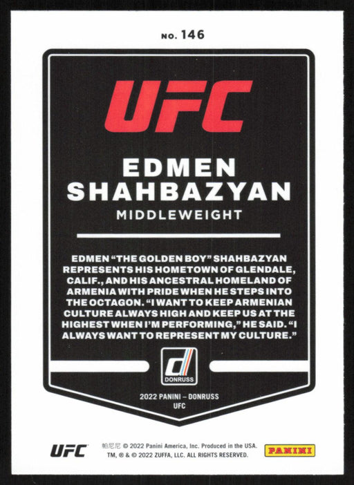 Edmen Shahbazyan 2022 Panini Donruss UFC Base # 146 Middleweight - Collectible Craze America