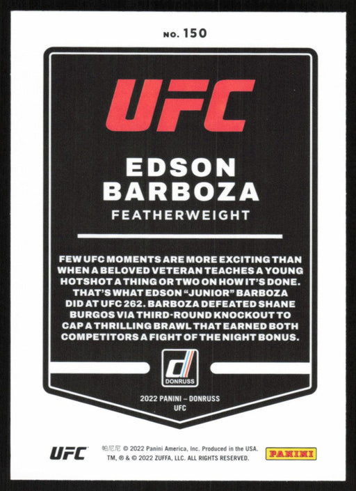 Edson Barboza 2022 Panini Donruss UFC Base # 150 Featherweight - Collectible Craze America