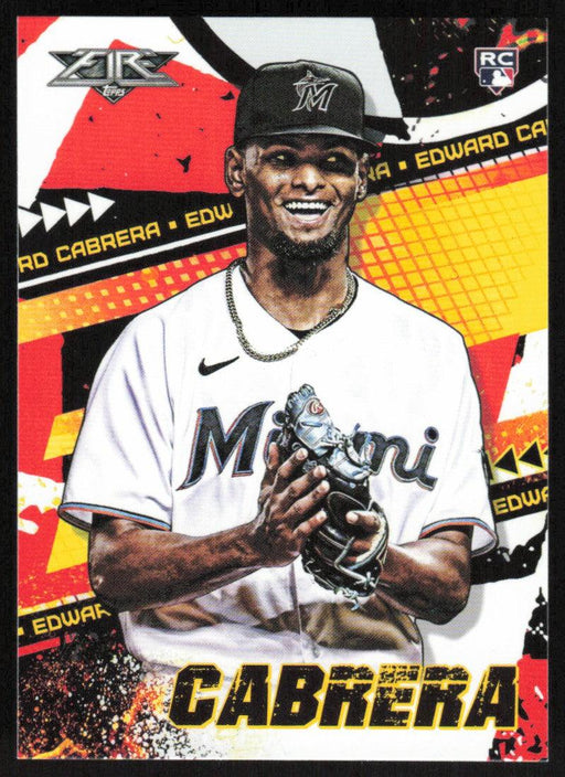 Edward Cabrera 2022 Topps Fire Baseball # 44 RC Miami Marlins Base - Collectible Craze America