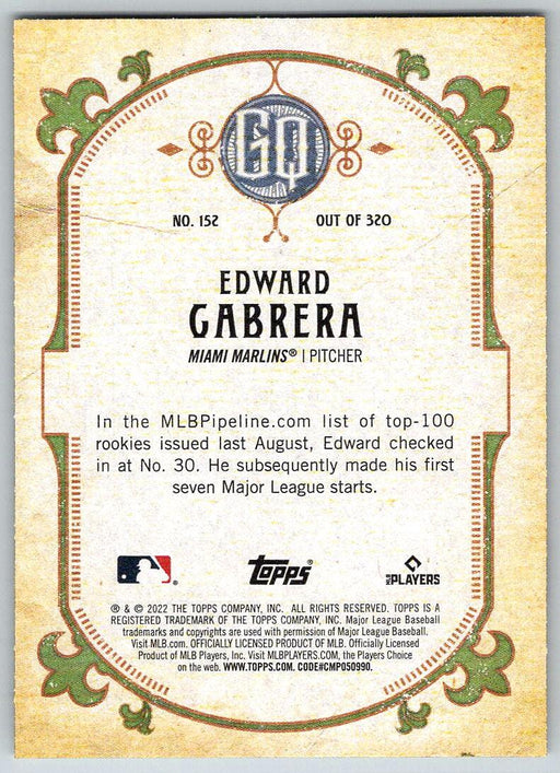 Edward Cabrera 2022 Topps Gypsy Queen # 152 Miami Marlins - Collectible Craze America