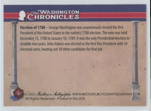 Election of 1788 2022 The Washington Chronicles # 134 - Collectible Craze America