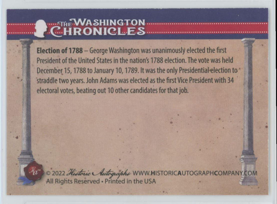 Election of 1788 2022 The Washington Chronicles # 134 - Collectible Craze America