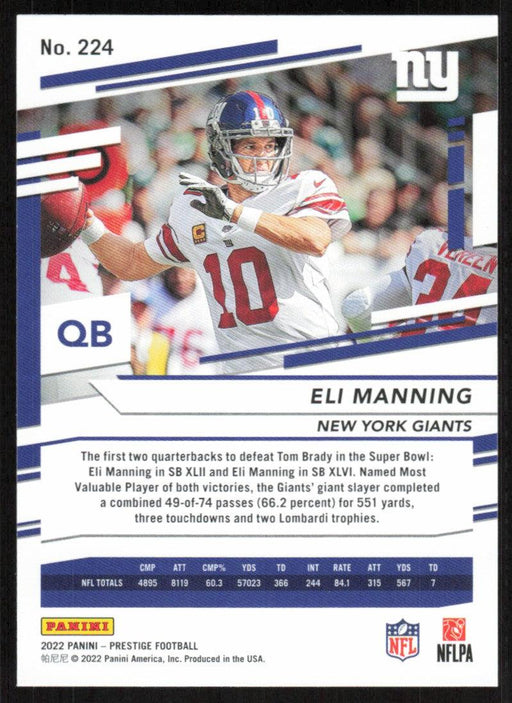 Eli Manning 2022 Panini Prestige # 224 New York Giants - Collectible Craze America