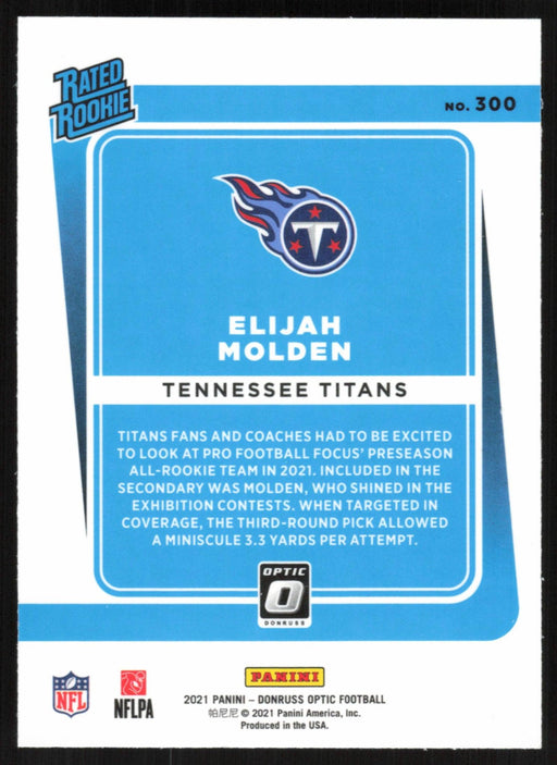 Elijah Molden 2021 Donruss Optic Rated Rooke # 300 RC Tennessee Titans Base - Collectible Craze America