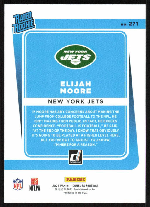 Elijah Moore 2021 Donruss Football # 271 RC New York Jets Rated Rookie Base - Collectible Craze America