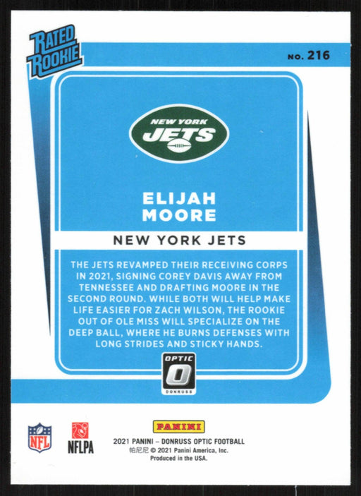 Elijah Moore 2021 Donruss Optic Rated Rooke # 216 RC New York Jets Base - Collectible Craze America