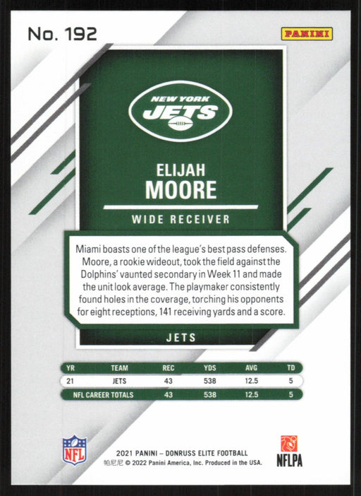 Elijah Moore 2021 Panini Chronicles Elite # 192 RC New York Jets - Collectible Craze America