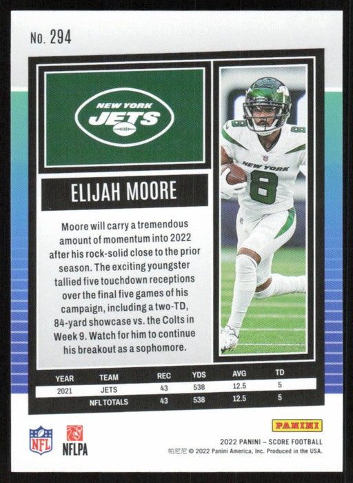 Elijah Moore 2022 Panini Score Football # 294 Base New York Jets - Collectible Craze America