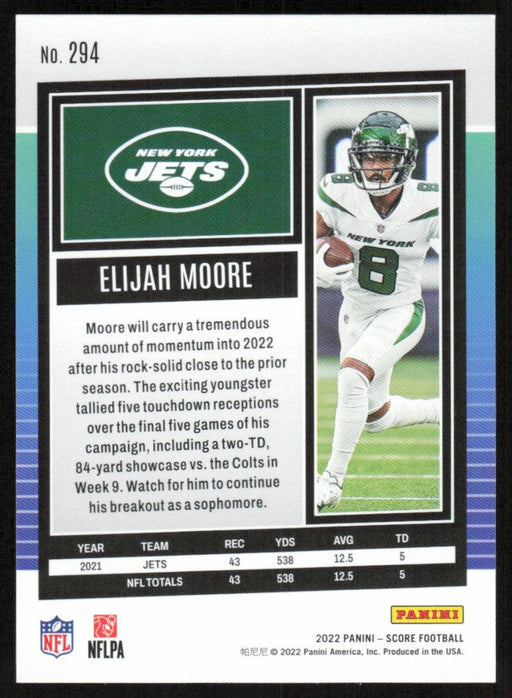 Elijah Moore 2022 Panini Score Football # 294 Red New York Jets - Collectible Craze America