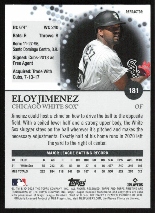 Eloy Jimenez 2022 Topps Pristine # 181 Refractor Chicago White Sox - Collectible Craze America