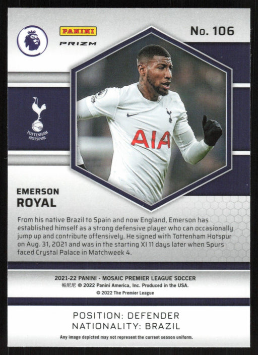 Emerson Royal 2021 Panini Mosaic Premier League # 106 Red Prizm Tottenham Hotspur - Collectible Craze America