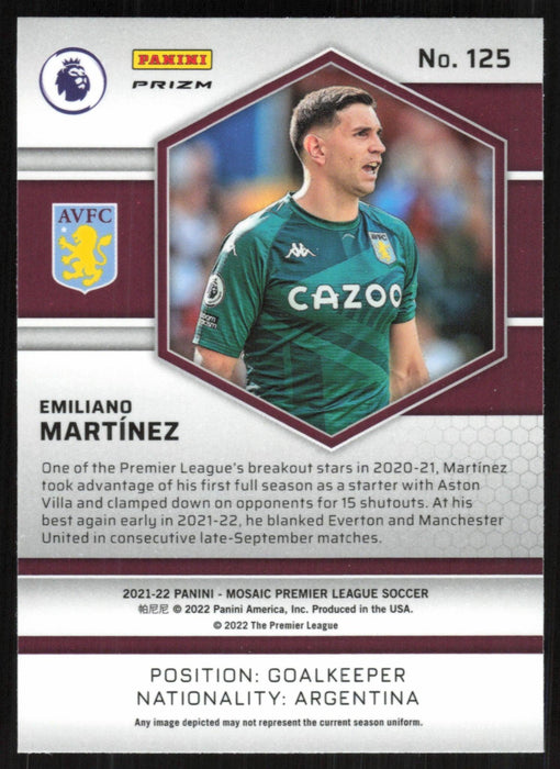 Emiliano Martínez 2021 Panini Mosaic Premier League # 125 Silver Prizm Aston Villa - Collectible Craze America