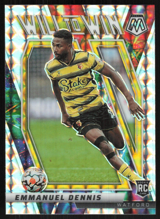 Emmanuel Dennis 2021 Panini Mosaic Premier League # 40 RC Will to Win Prizm Watford - Collectible Craze America