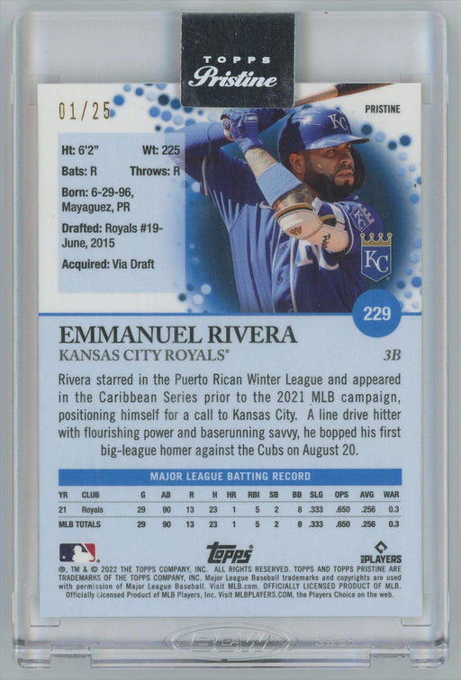 Emmanuel Rivera 2022 Topps Pristine # 229 RC Pristine Orange Refractor 1/25 Kansas City Royals - Collectible Craze America