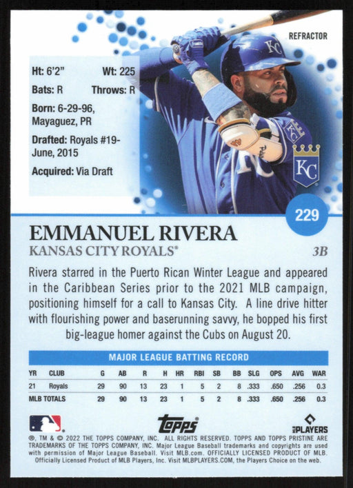 Emmanuel Rivera 2022 Topps Pristine # 229 RC Refractor Kansas City Royals - Collectible Craze America