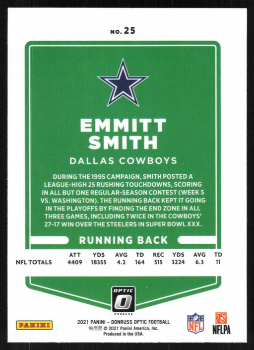 Emmitt Smith 2021 Donruss Optic # 25 Dallas Cowboys - Collectible Craze America