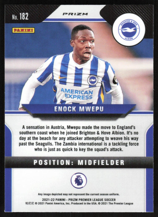 Enock Mwepu 2021 Panini Prizm Premier League # 182 RC Pink Ice Brighton & Hove Albion - Collectible Craze America