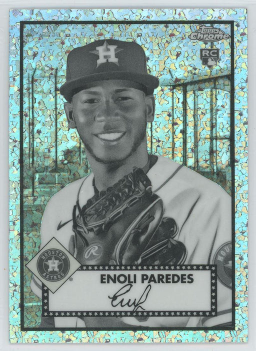 Enoli Paredes 2021 Topps Chrome Platinum Anniversary # 57 RC Black & White Mini Diamonds Houston Astros - Collectible Craze America