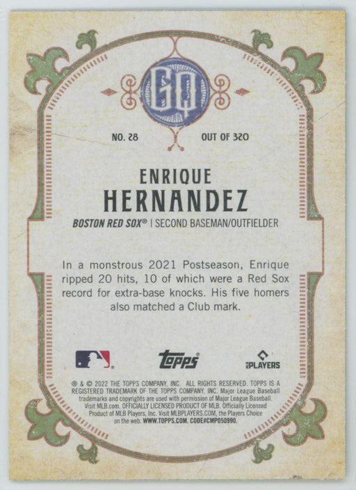 Enrique Hernandez 2022 Topps Gypsy Queen # 28 Green Border Boston Red Sox - Collectible Craze America