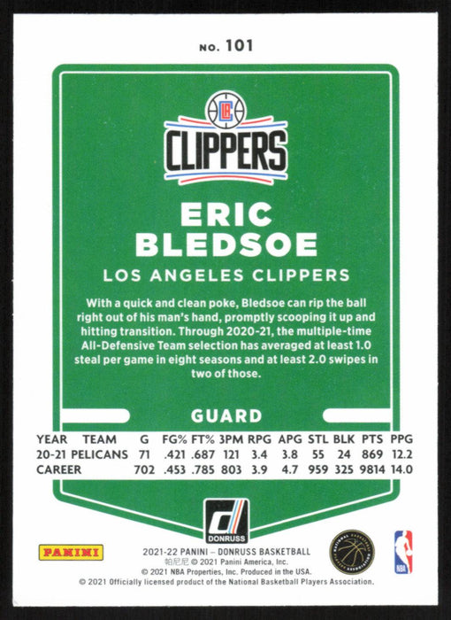 Eric Bledsoe 2021 Donruss # 101 Orange Holo Laser Los Angeles Clippers - Collectible Craze America