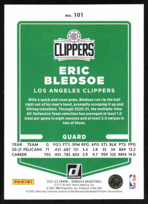 Eric Bledsoe 2021 Donruss # 101 Orange Holo Laser Los Angeles Clippers - Collectible Craze America