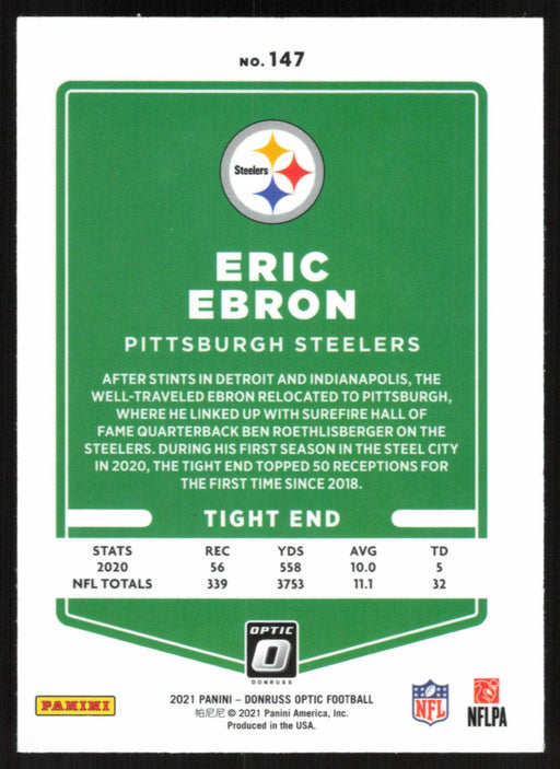 Eric Ebron 2021 Donruss Optic # 147 Pittsburgh Steelers - Collectible Craze America