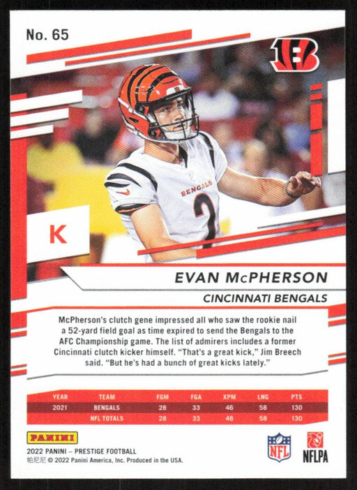 Evan McPherson 2022 Panini Prestige # 65 Cincinnati Bengals - Collectible Craze America