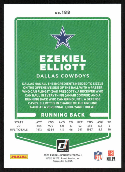 Ezekiel Elliott 2021 Donruss Football # 188 Dallas Cowboys Base - Collectible Craze America