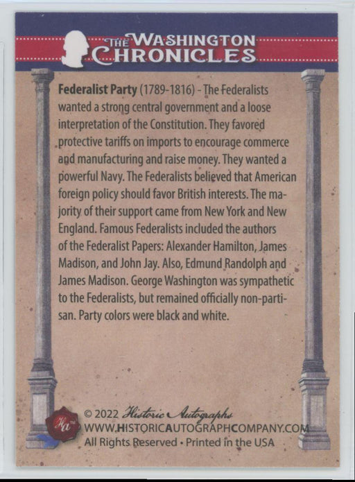 Federalist Party 2022 The Washington Chronicles # 133 - Collectible Craze America