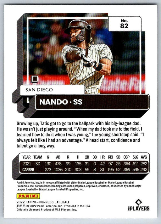 Fernando Tatis Jr. 2022 Donruss Baseball # 82 Nando Variation San Diego Padres - Collectible Craze America