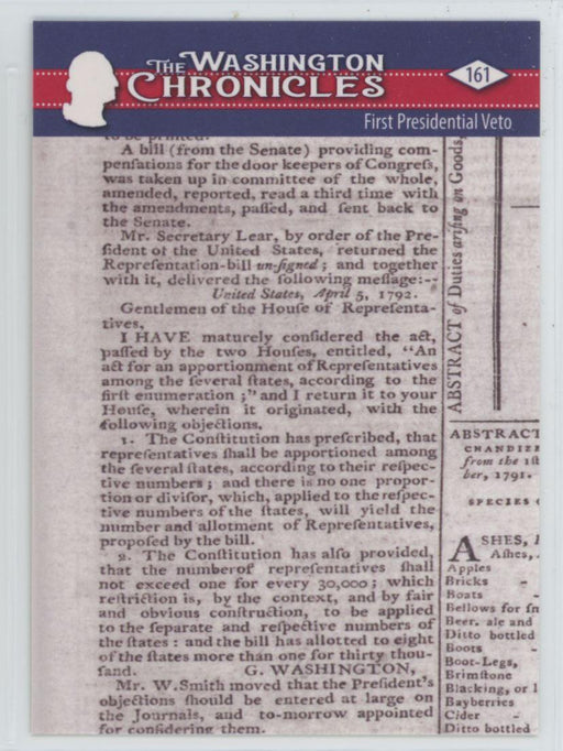 First Presidential Veto 2022 The Washington Chronicles # 161 - Collectible Craze America