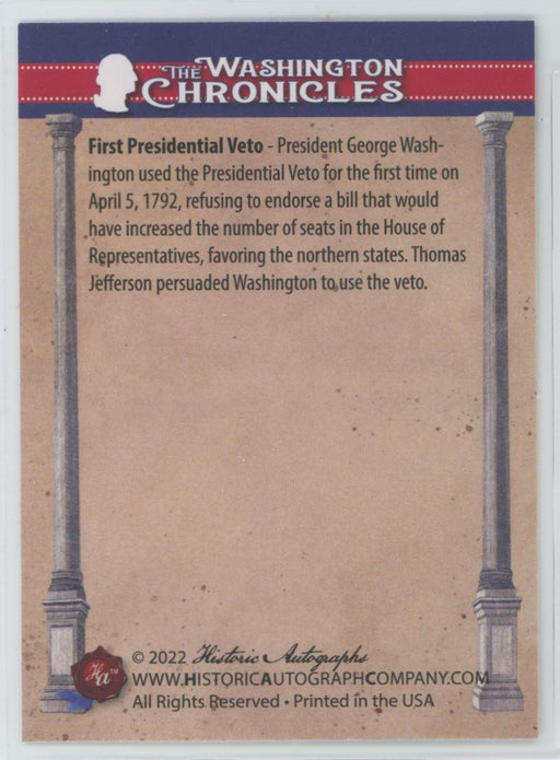 First Presidential Veto 2022 The Washington Chronicles # 161 - Collectible Craze America