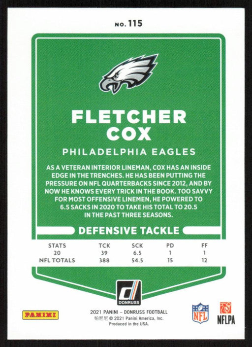 Fletcher Cox 2021 Donruss Football # 115 Philadelphia Eagles Base - Collectible Craze America