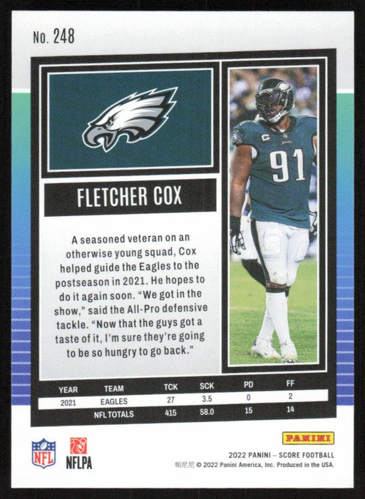 Fletcher Cox 2022 Panini Score Football # 248 Base Philadelphia Eagles - Collectible Craze America