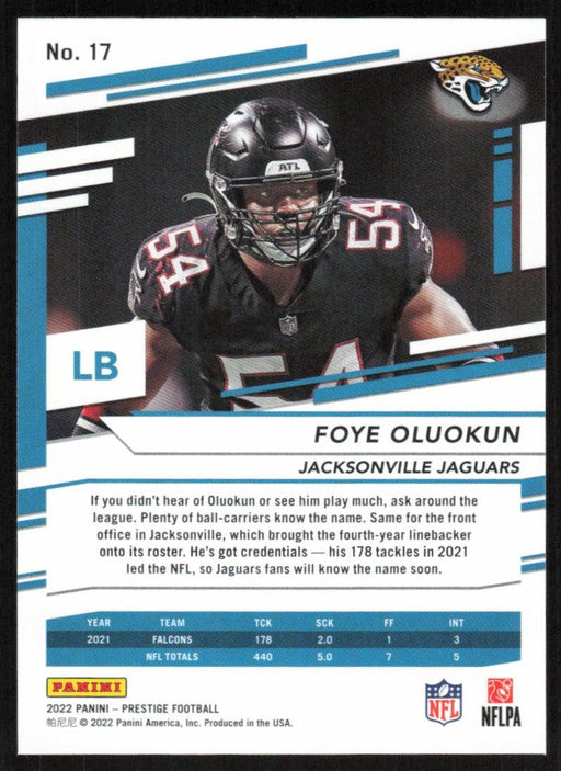 Foye Oluokun 2022 Panini Prestige # 17 Jacksonville Jaguars - Collectible Craze America