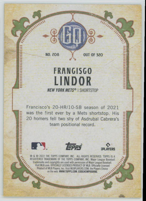 Francisco Lindor 2022 Topps Gypsy Queen # 208 New York Mets - Collectible Craze America