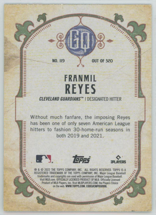 Franmil Reyes 2022 Topps Gypsy Queen # 119 Green Border Cleveland Guardians - Collectible Craze America