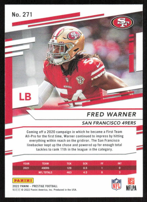 Fred Warner 2022 Panini Prestige # 271 San Francisco 49ers - Collectible Craze America