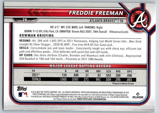 Freddie Freeman 2022 Bowman # 28 Atlanta Braves - Collectible Craze America