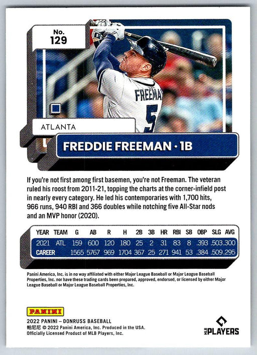 Freddie Freeman 2022 Donruss Baseball # 129 Atlanta Braves - Collectible Craze America