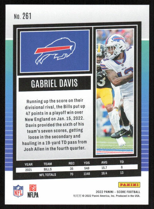 Gabriel Davis 2022 Panini Score Football # 261 Base Buffalo Bills - Collectible Craze America