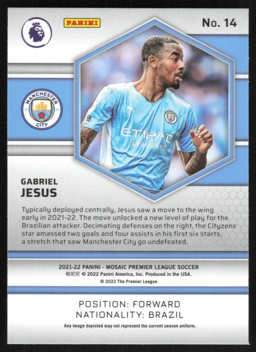 Gabriel Jesus 2021 Panini Mosaic Premier League # 14 Manchester City Base - Collectible Craze America